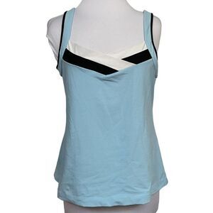 Soma Pullover Sleeveless Athletic Tank Top Blue w White & Black Detail Sz 2 M/L